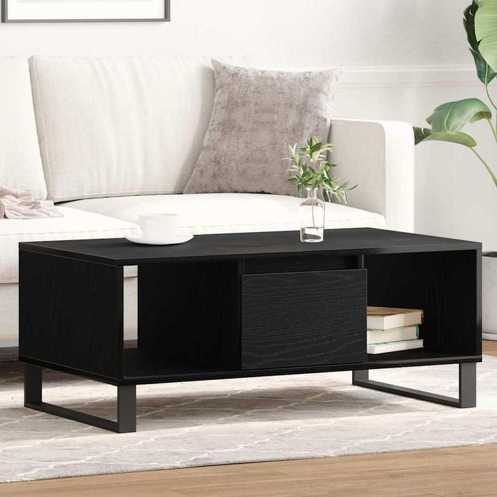 vidaXL Salontafel Zwart eiken 90 x 50 x 36.5 cm Bewerkt hout, Huis en Inrichting, Tafels | Salontafels, Nieuw, Verzenden