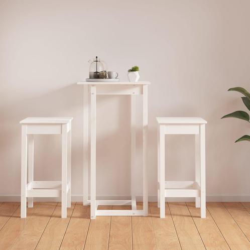 vidaXL 3-delige Barset massief grenenhout wit, Huis en Inrichting, Complete eetkamers, Nieuw, Verzenden