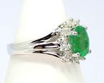 Ring - 18 karaat Geel goud - 1.50ct. tw. Smaragd - Diamant -, Handtassen en Accessoires, Ringen, Nieuw