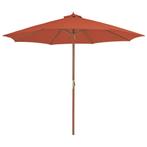 vidaXL Parasol met houten paal 300 cm terracotta, Verzenden, Nieuw