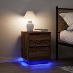 vidaXL Nachtkastjes met led-verlichting 2 st bruin, Huis en Inrichting, Slaapkamer | Nachtkastjes, Verzenden, Nieuw