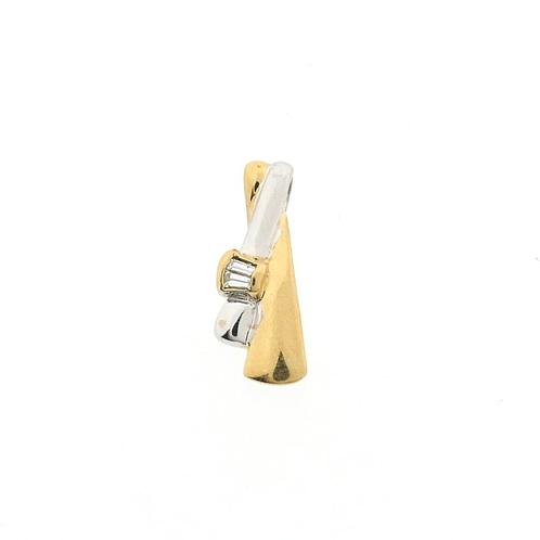 Bicolor minimalistische hanger met diamant | 0,04 ct., Handtassen en Accessoires, Bedels, Gebruikt, Overige merken, Goud, Ophalen of Verzenden