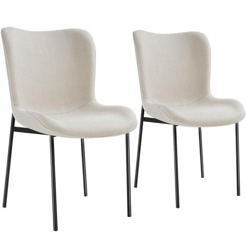 tectake Gestoffeerde stoel Tessa - Geweven stof gebroken wit, Huis en Inrichting, Stoelen, Verzenden