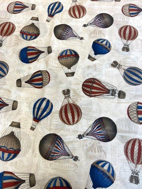 Exclusieve stof met luchtballonnen met dubbele hoogte zonder, Antiek en Kunst, Antiek | Tapijten, Tafelkleden en Textiel