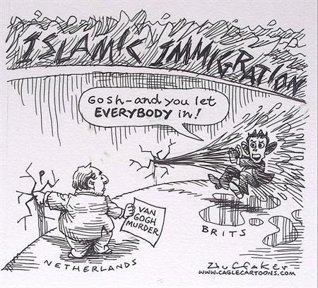 Pentekening Amerika - Islamitische immigratie (lijst optie), Antiek en Kunst, Kunst | Tekeningen en Fotografie, Verzenden