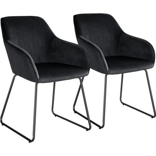 tectake Eetkamerstoel Jeane, fluweellook, sledeonderstel - F, Huis en Inrichting, Stoelen, Verzenden