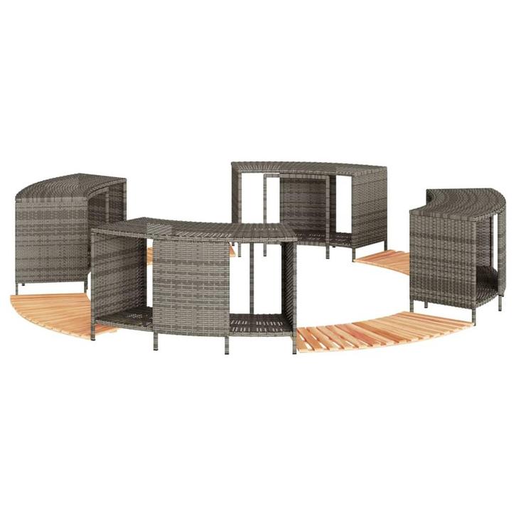 vidaXL Hottub-ombouw poly rattan massief acaciahout grijs, Jardin & Terrasse, Piscines, Envoi