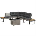 vidaXL 2-delige Loungeset met kussens poly rattan en glas, Tuin en Terras, Verzenden, Nieuw, Loungeset