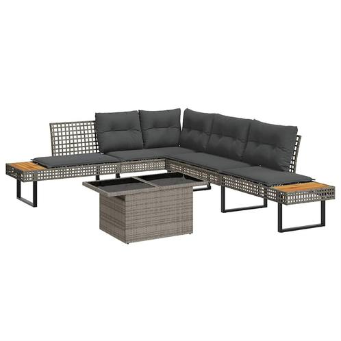 vidaXL 2-delige Loungeset met kussens poly rattan en glas, Tuin en Terras, Tuinsets en Loungesets, Loungeset, Nieuw, Verzenden