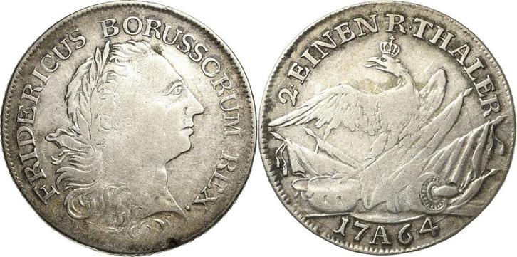 1/2 taler, daalder 1764, Brandenburg-Pruisen Friedrich Ii..., Timbres & Monnaies, Monnaies | Europe | Monnaies non-euro, Envoi