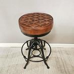 Kruk - in hoogte verstelbaar - Leder, Metaal - draaikruk, Antiek en Kunst