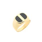 Gouden zegelring met onyx | Heren (herenring, gouden ring), 18 tot 19, Gebruikt, Overige kleuren, Heer