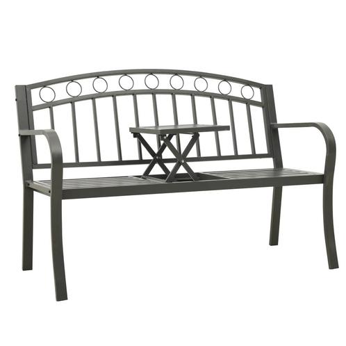 vidaXL Tuinbank met tafel 120 cm staal grijs, Tuin en Terras, Tuinsets en Loungesets, Nieuw, Verzenden