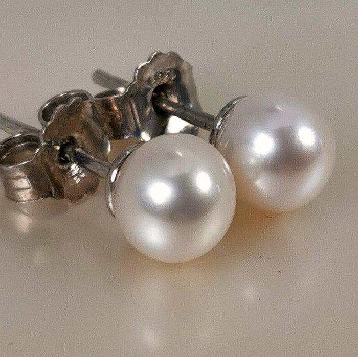 Zonder minimumprijs - Oorbellen Zilver Parel - Akoya RD Ø, Handtassen en Accessoires, Oorbellen