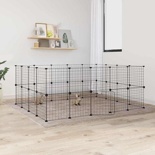 vidaXL Huisdierenkooi met deur 36 panelen 35x35 cm staal, Dieren en Toebehoren, Knaagdieren en Konijnen | Hokken en Kooien, Nieuw