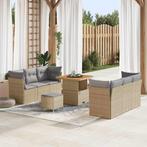 vidaXL Tuinbank Set 9 pcs Beige poly rattan, Tuin en Terras, Verzenden, Nieuw