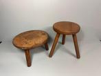 Kruk - Hout - Twee Vintage Houten Melkkrukken