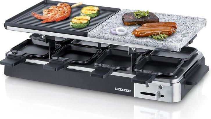 Gourmetstel 8 personen - Raclette - Gourmetplaat - Zwart - M, Electroménager, Grils de contact, Envoi
