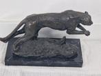 Beeld, Panter - 2 kg - 16 cm - Brons, Marmer - 1920, Antiek en Kunst