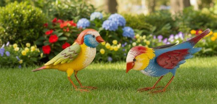 Metal Bird - Beeldje (2) - Staal, Antiek en Kunst, Curiosa en Brocante