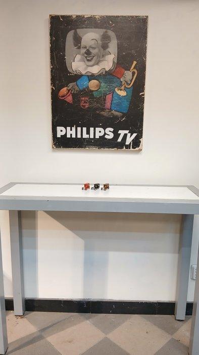 Philips - PHILIPS TV - Reclamebord - Karton, Spar, Antiek en Kunst, Antiek | Wandborden en Tegels