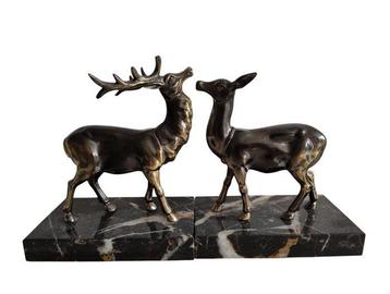 Serre-livres (2) - Régule, Marbre - Art deco cerf et biche