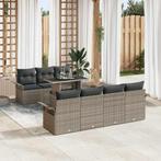vidaXL 8-delige tuinset met kussens in grijs poly rattan, Verzenden, Nieuw, Tuinset