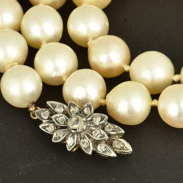 Collier - 18 carats Or jaune Perle - Diamant, Bijoux, Sacs & Beauté