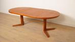 Vintage ronde eettafel | Teak | Uitschuifbaar | 104 cm - 202, Ophalen of Verzenden