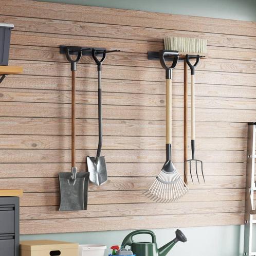 vidaXL Tuingereedschapsrekken 2 st wandmontage staal zwart, Doe-het-zelf en Bouw, Hang- en Sluitwerk, Nieuw, Verzenden