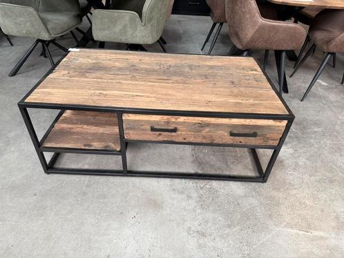 Salontafel recycled teakhout (nieuw, outlet), Huis en Inrichting, Tafels | Salontafels, Nieuw, Overige houtsoorten, Metaal