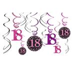 Hangdecoratie 18 Jaar Happy Birthday Roze 61cm 12st, Hobby & Loisirs créatifs, Verzenden