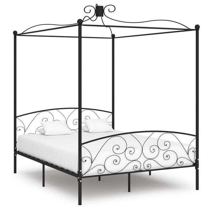 vidaXL Hemelbedframe metaal zwart 160x200 cm, Huis en Inrichting, Slaapkamer | Bedden, Nieuw, Verzenden
