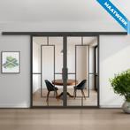 Dubbele stalen Schuifdeuren met koofsysteem Zwart 5 Vlaks Ma