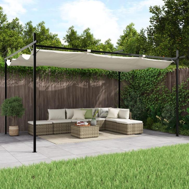 vidaXL Pergola met uitschuifbaar dak 395x292x230, Tuin en Terras, Partytenten, Nieuw, Verzenden