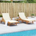 vidaXL Ligbedden 2 st met kussens 200x68x83 cm massief, Tuin en Terras, Verzenden, Nieuw
