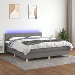 vidaXL Boxspring met matras en LED stof donkergrijs 160x200, Maison & Meubles, Verzenden