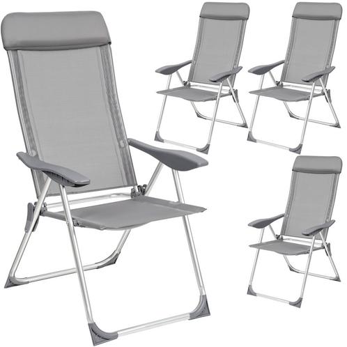 tectake 4 aluminium tuinstoel inklapbaar met hoofdsteun - gr, Tuin en Terras, Overige Tuin en Terras, Verzenden