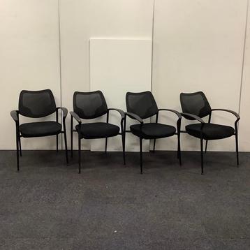 Tweedehands complete set van 4 stuks vergaderstoelen/, Huis en Inrichting, Gebruikt, Zwart