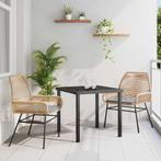 vidaXL Tuin Eettafel Set 3 pcs Bruin poly rattan, Tuin en Terras, Verzenden, Nieuw