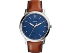 Fossil The Minimalist FS5304 - Herenhorloge - Quartz - Blauw, Verzenden, Zo goed als nieuw