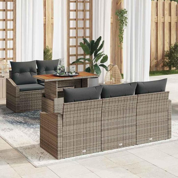 vidaXL Tuin Eettafel Set met kussen Grijs en Bruin 100 x 55, Jardin & Terrasse, Ensembles de jardin, Envoi