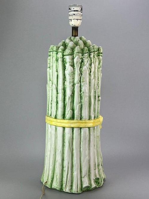 Lampe de table - Majolique - une botte dasperges, Antiek en Kunst, Antiek | Verlichting