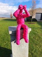 Statue, zittende man met verrekijker - 70 cm - polyresine, Antiek en Kunst
