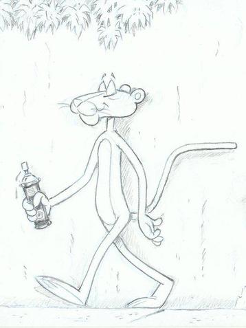 Bernat - 1 Original drawing - Pink Panther - Tribute to beschikbaar voor biedingen