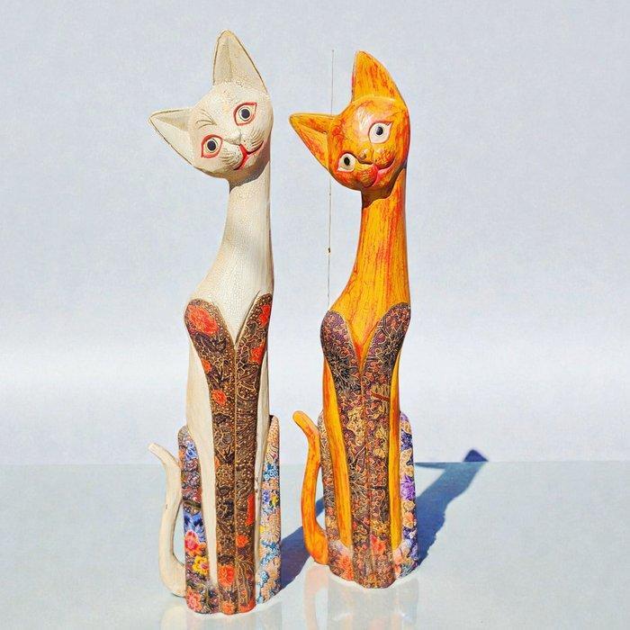 sculptuur, Chat - 98 cm - Hout - 1990, Antiek en Kunst, Curiosa en Brocante