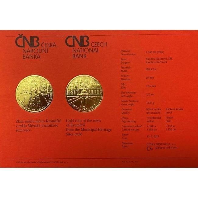 Tsjechië. 2023 1/2 oz 5000 CZK Czech Republic Kremsier 999.9, Postzegels en Munten, Edelmetalen en Baren