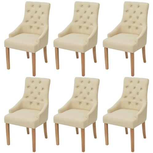 vidaXL Eetkamerstoelen 6 st stof crème, Huis en Inrichting, Stoelen, Nieuw, Verzenden