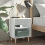 vidaXL Nachtkastje met massief houten poten 40x30x50 cm wit, Huis en Inrichting, Slaapkamer | Nachtkastjes, Verzenden, Nieuw