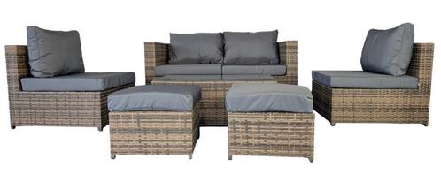 Loungeset 4 persoons wicker, Tuin en Terras, Tuinsets en Loungesets, Bank, Bijzettafel, Hocker, Stoel, Nieuw, Wicker, Loungeset